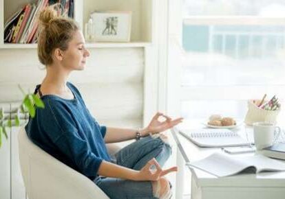 Peaceful meditation in home office