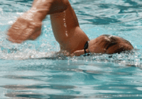 Swimmer performing freestyle stroke