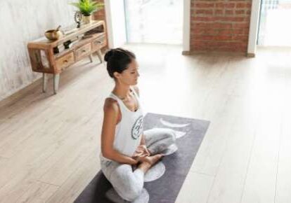 Relaxing yoga session at home