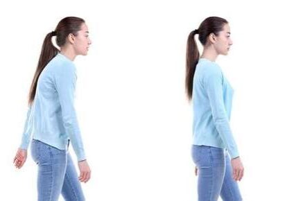 Woman demonstrating posture correction