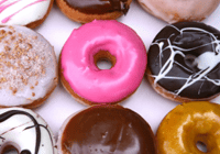 Variety of frosted donuts